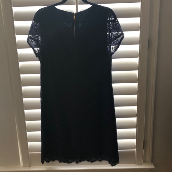 Navy blue lace dress with scalloped edge. Size 12. - Picture 2 of 4